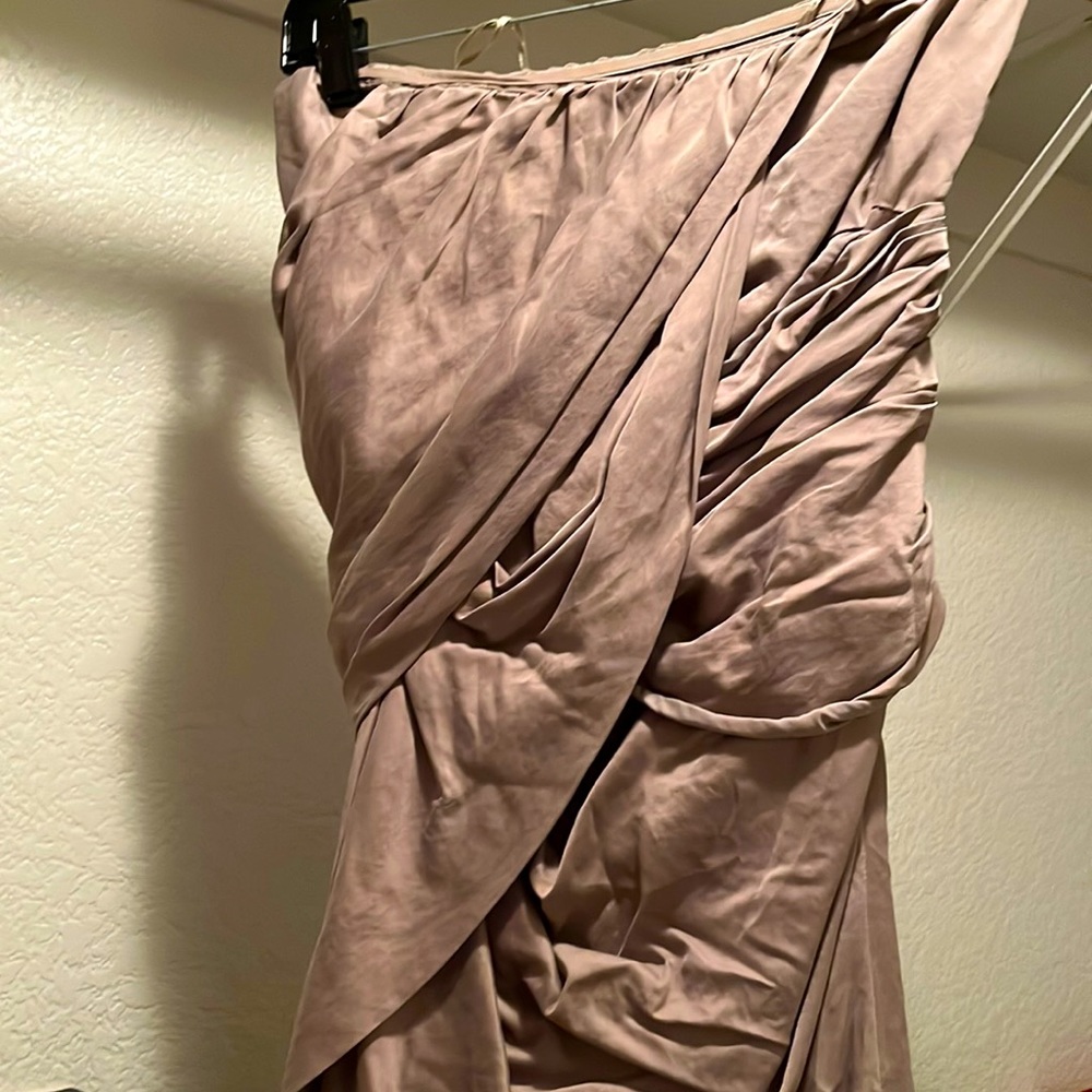 Elizabeth and James Taupe Goddess Wrap Dress